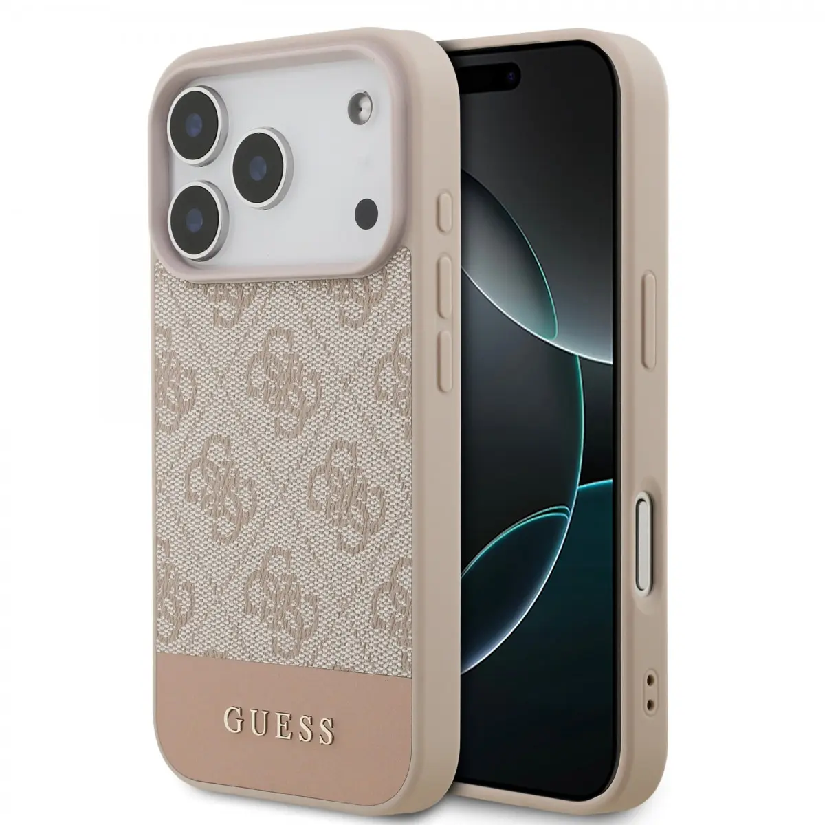Zadní kryt Guess PU 4G Stripe pro iPhone 17 Pro Pink