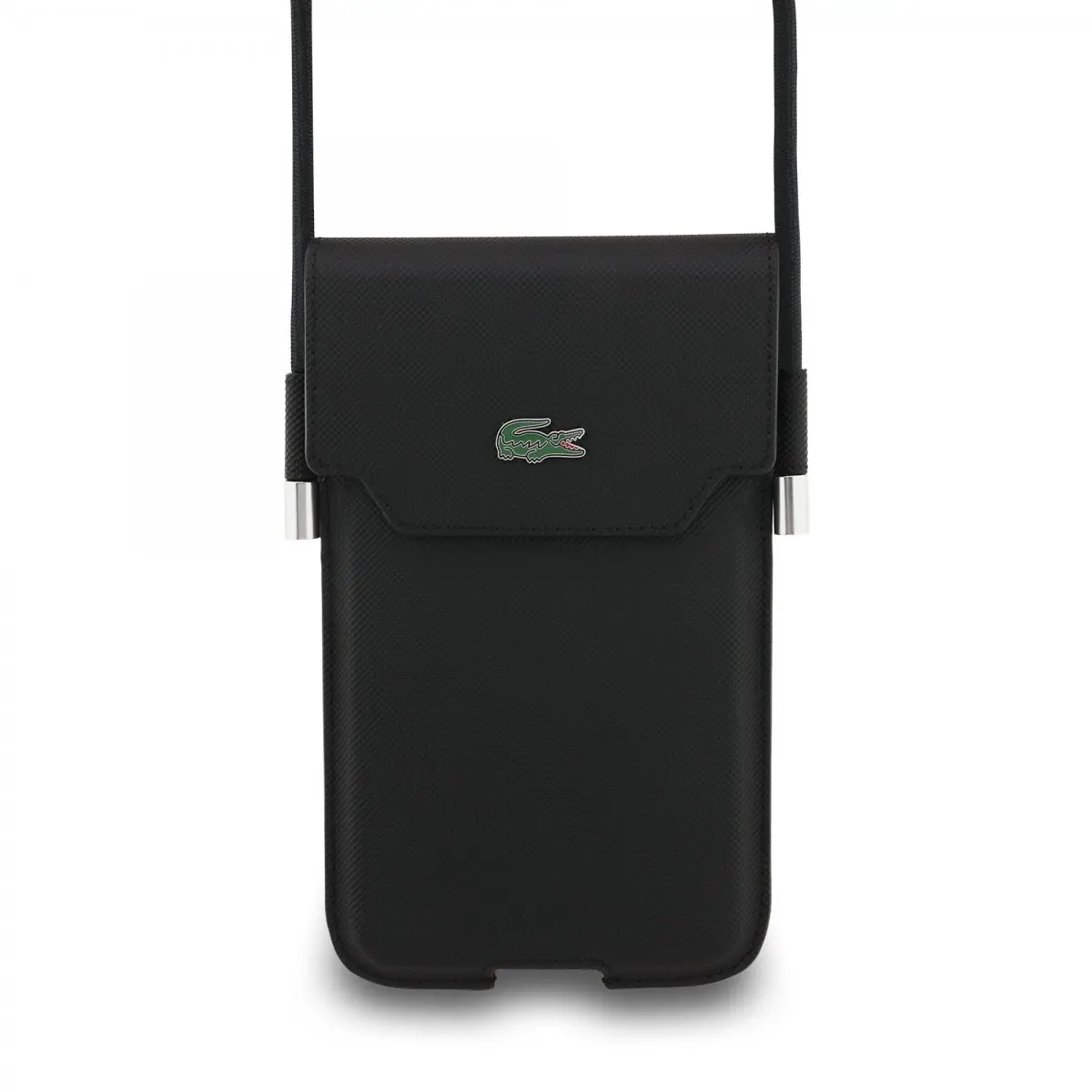 Kabelka na telefon Lacoste PVC Iconic Petit Pique Metal Logo XL Black