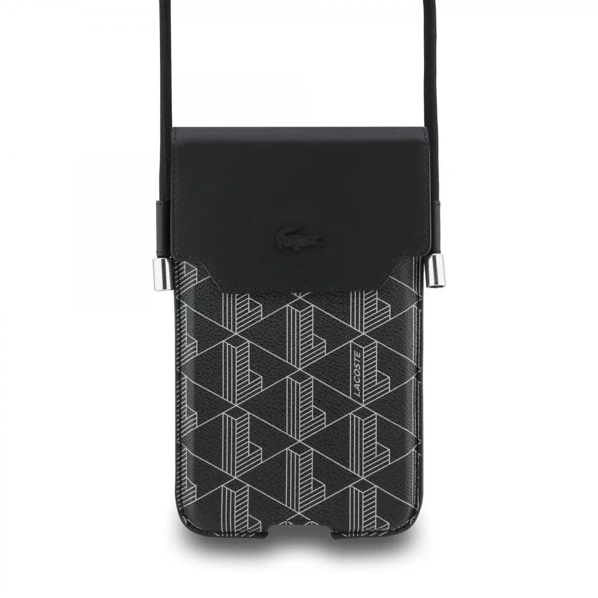Kabelka na telefon Lacoste PVC Blend Monogram Metal Logo XL Black