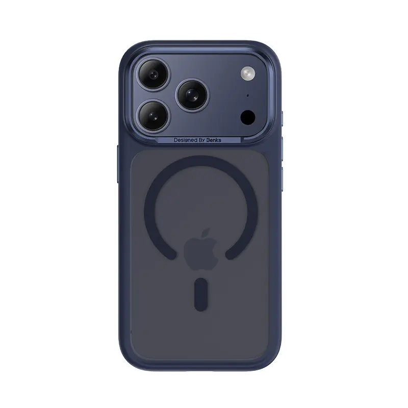 Magnetické pouzdro Benks Mist s kovovým rámem pro iPhone 17 Pro (s tlačítkem pro ovládání fotoaparátu), modré