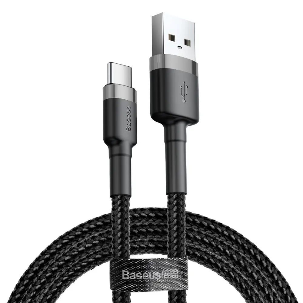Datový kabel Baseus Cafule - USB/USB-C, délka 1m, nabíjecí proud 3A, šedo-černý