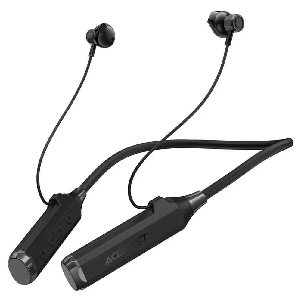 Acefast - Bluetooth sluchátka (N6) - pro sport, za hlavu, s nákrčníkem, Bluetooth 5.4, IPX4, slot na TF kartu, 1000mAh - černá