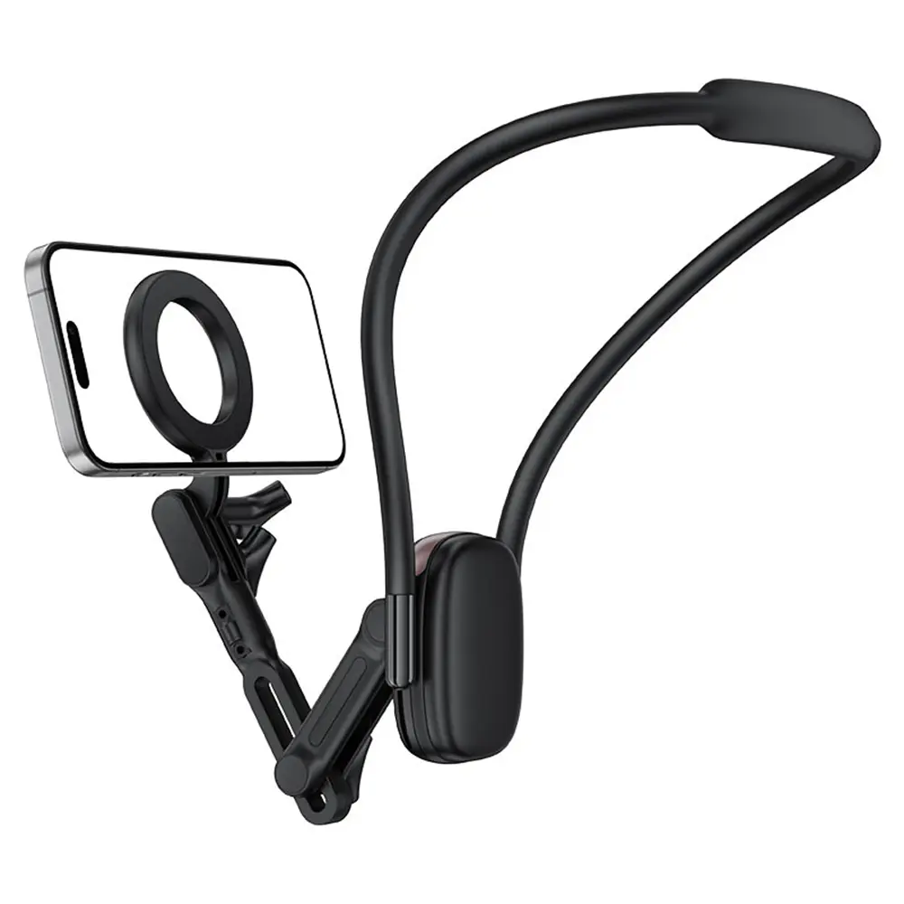Acefast - držák telefonu na krk (E32) - magnetický úchyt pro GoPro, telefon, 360° nastavitelný, bezpečné uchycení, silné magnety - černý