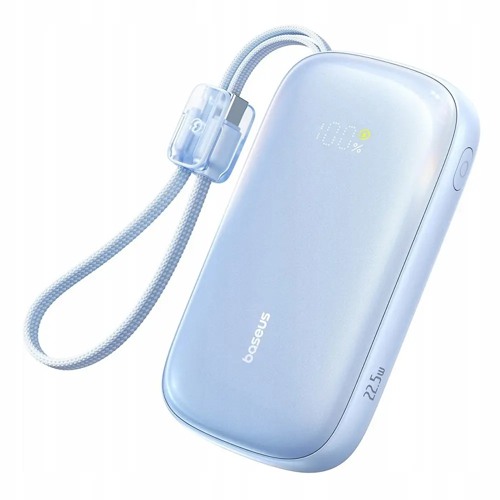 Baseus – powerbanka EnerFill FC21 Qpow 3 Ultra (E0027L03) – s odpojitelným kabelem, 10000mAh, 22.5W, USB, USB-C – Galaxy Blue
