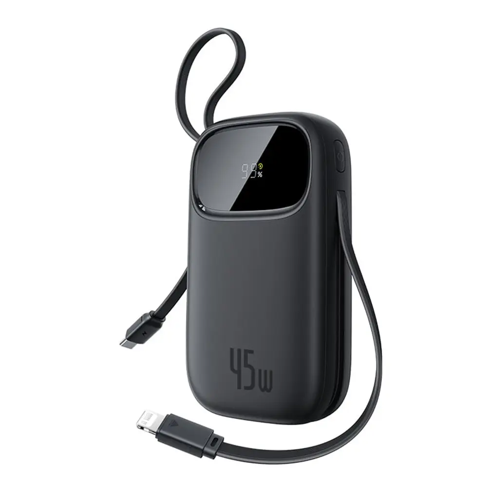 Baseus – powerbanka EnerFill FC31 Qpow 3 (E0028C00) – USB-C/Lightning kabely, 10000mAh, 45W, digitální displej – Cosmic Black