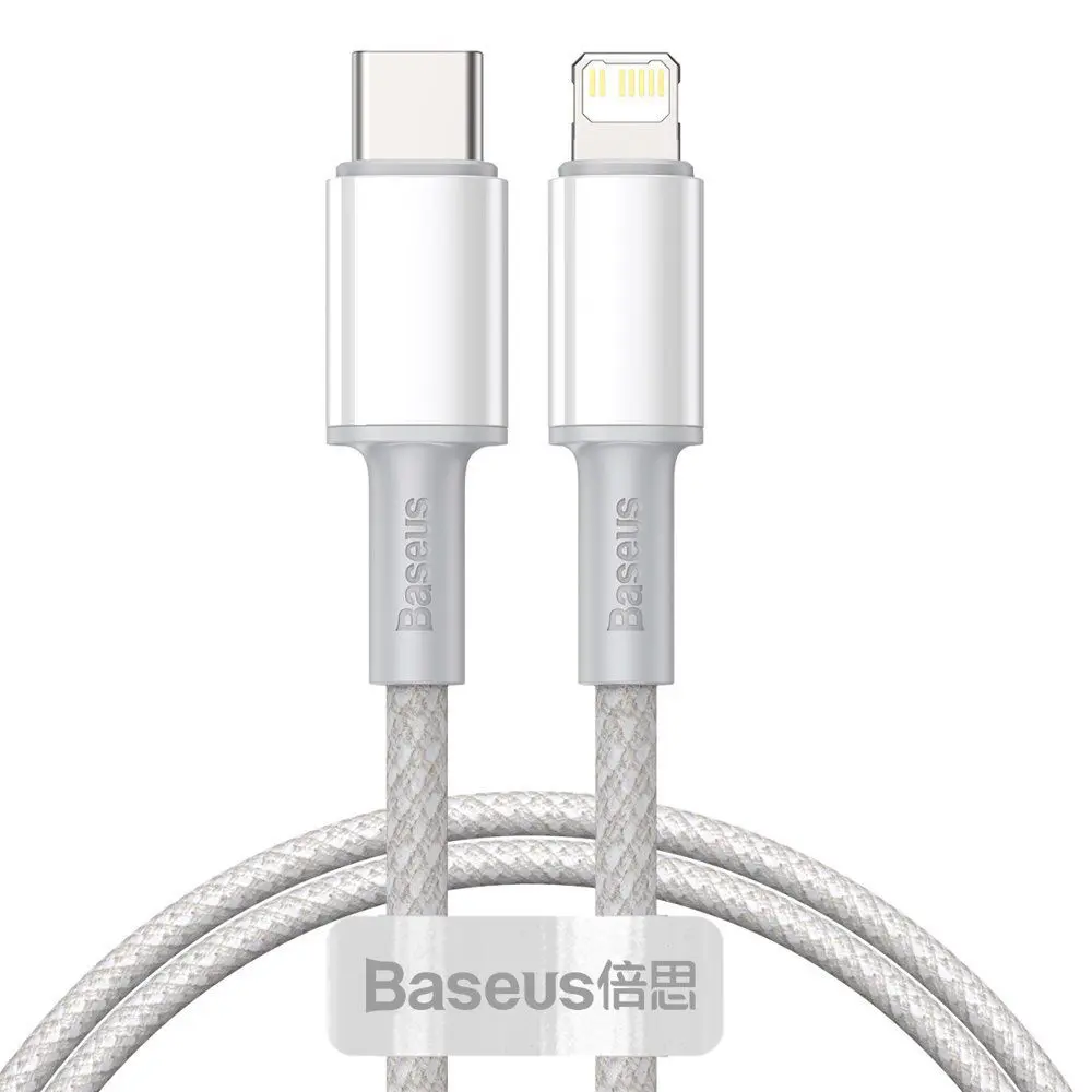 Datový kabel Baseus High Density Braided Series Fast Charging USB-C - Lightning 20W 1m White