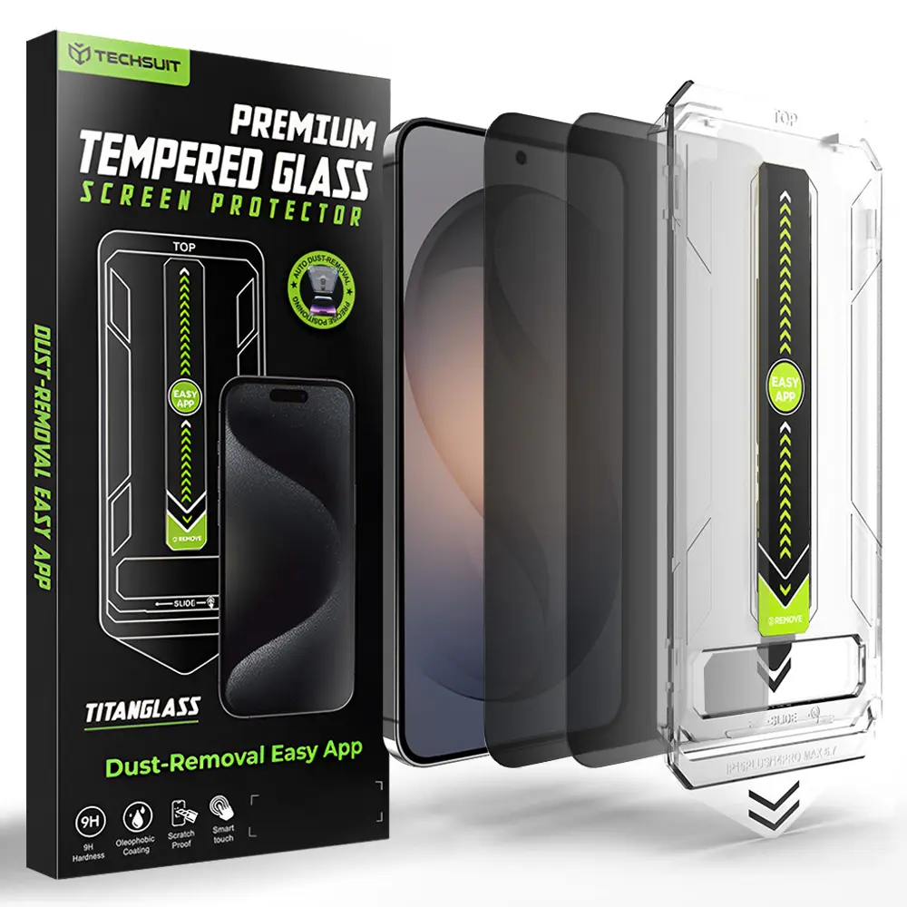 Techsuit - TitanGlass CrystalHD ochranné sklo kompatibilní s otiskem prstu (2 ks) pro Samsung Galaxy S26 – soukromé