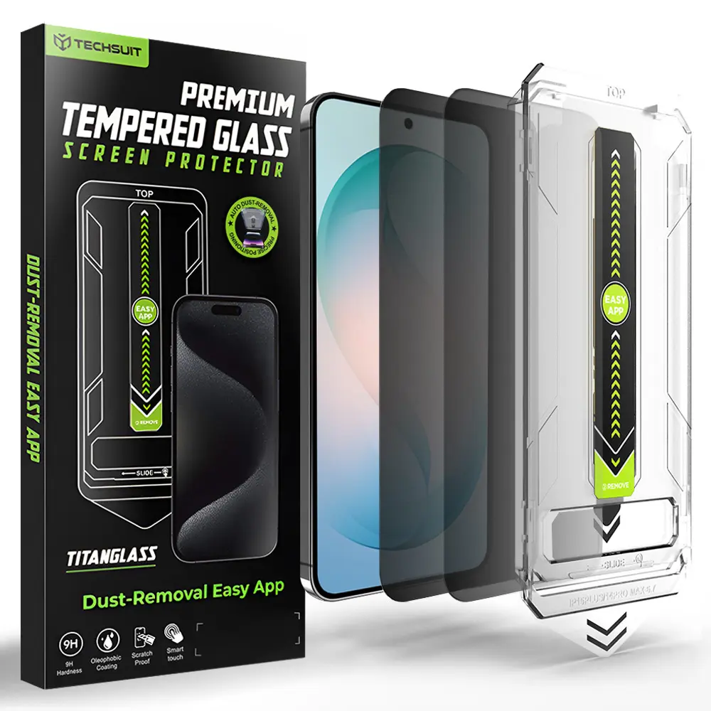Techsuit - [kompatibilní s odemykáním otiskem prstu] TitanGlass CrystalHD (2 balení) - Samsung Galaxy S26 Plus - soukromí