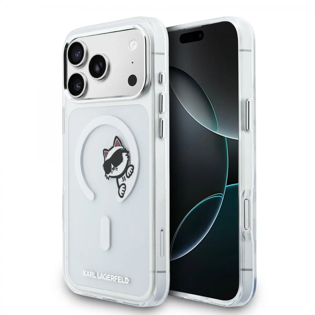 Zadní kryt Karl Lagerfeld IML Choupette Peekaboo MagSafe pro iPhone 17 Pro Max Transparent