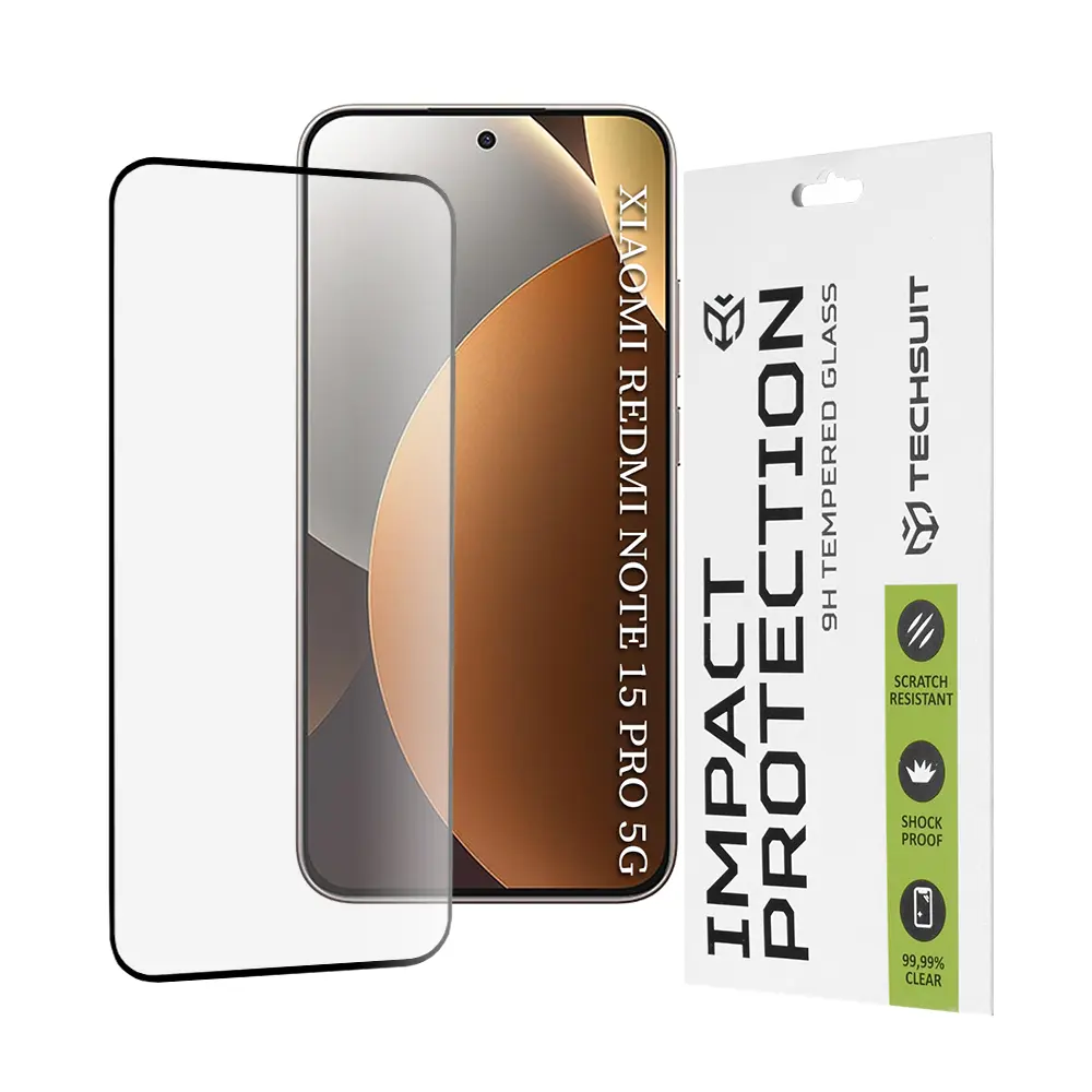 Techsuit - 111D celoplošné / celolepící ochranné sklo - Xiaomi Redmi Note 15 Pro 5G - černé