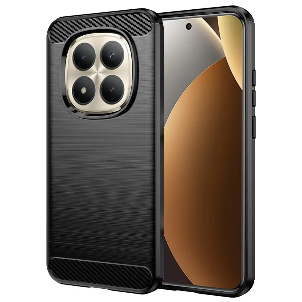 Techsuit karbonové silikonové pouzdro pro Xiaomi Redmi Note 15 Pro+ 5G / Poco M8 Pro 5G, černá