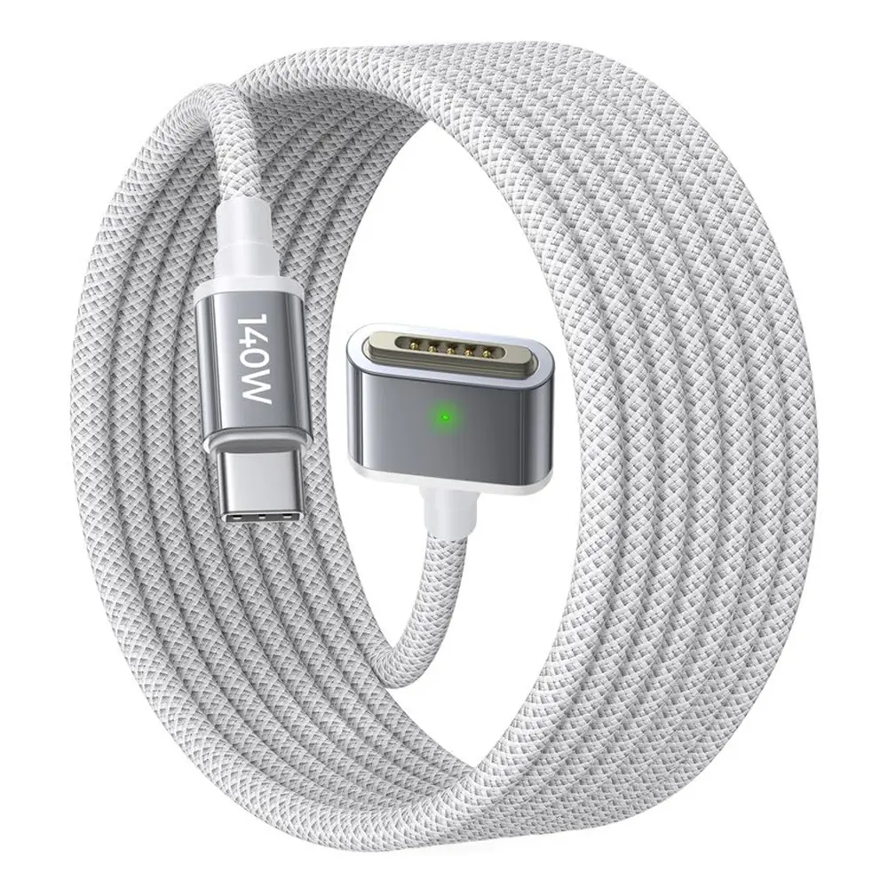 Lisen - datový kabel (YL0123070001) - Type-C na MagSafe 3, pro MacBook, 140 W, superrychlé nabíjení, opletený, 2 m - stříbrná