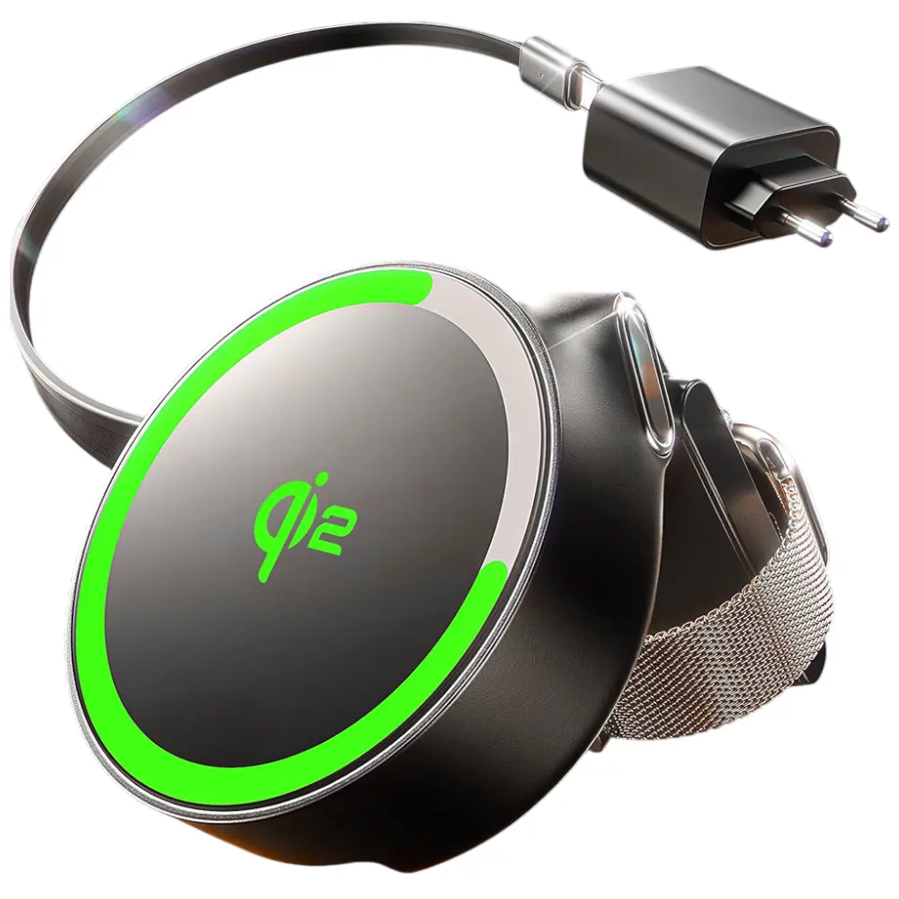 Lisen - bezdrátová nabíječka W103 (YL0324090008) - MagSafe, rychlé nabíjení, 3v1, Qi2, s kabelem Type-C, síťová nabíječka - černá