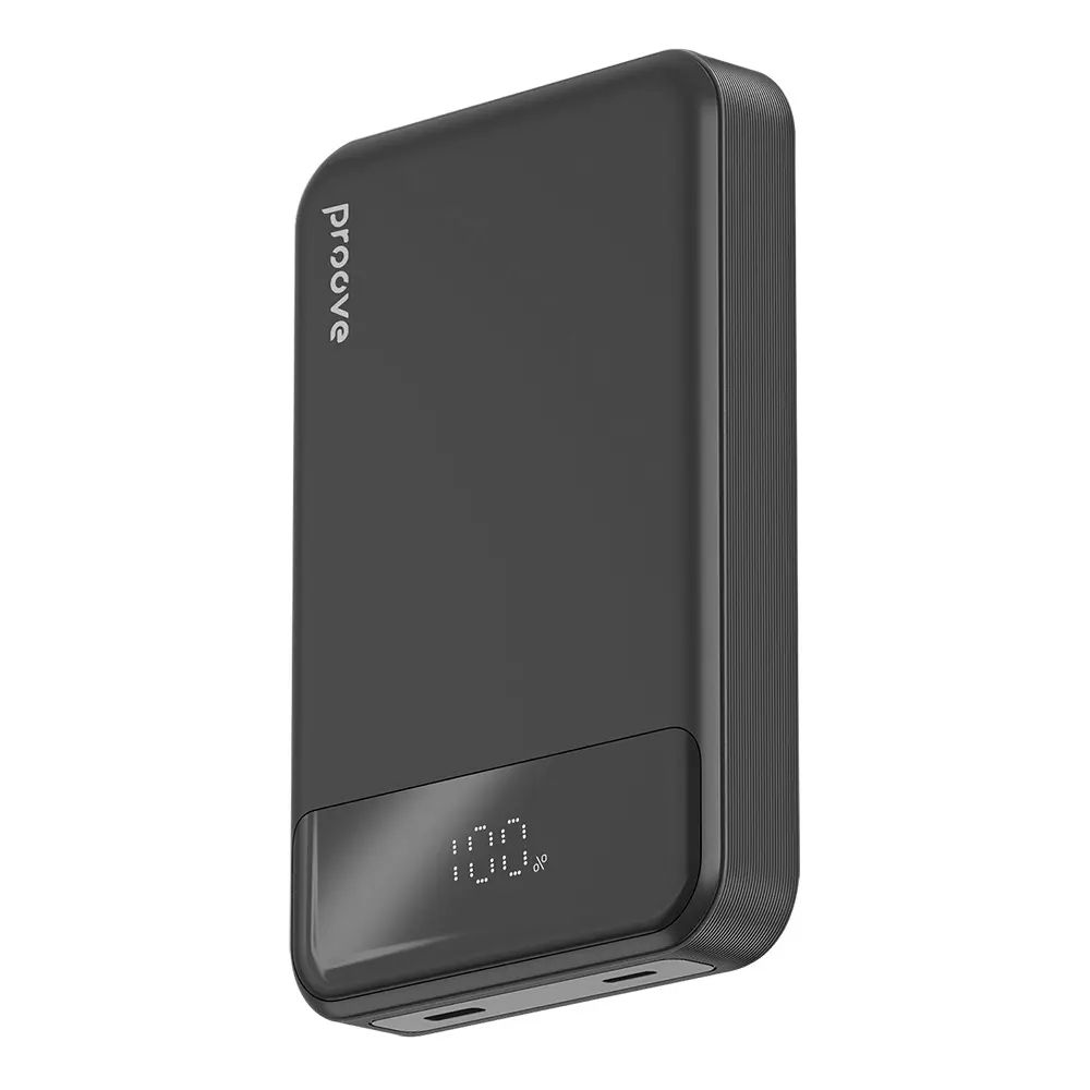 Proove - powerbanka Hoodman (PBH120010001) - Type-C, Lightning, magnetická, s LED displejem, Qi, 20W, 10000mAh - černá