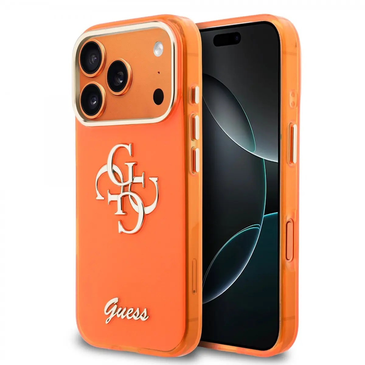 Zadní kryt Guess IML 4G Script Metal Logo pro iPhone 17 Pro Orange