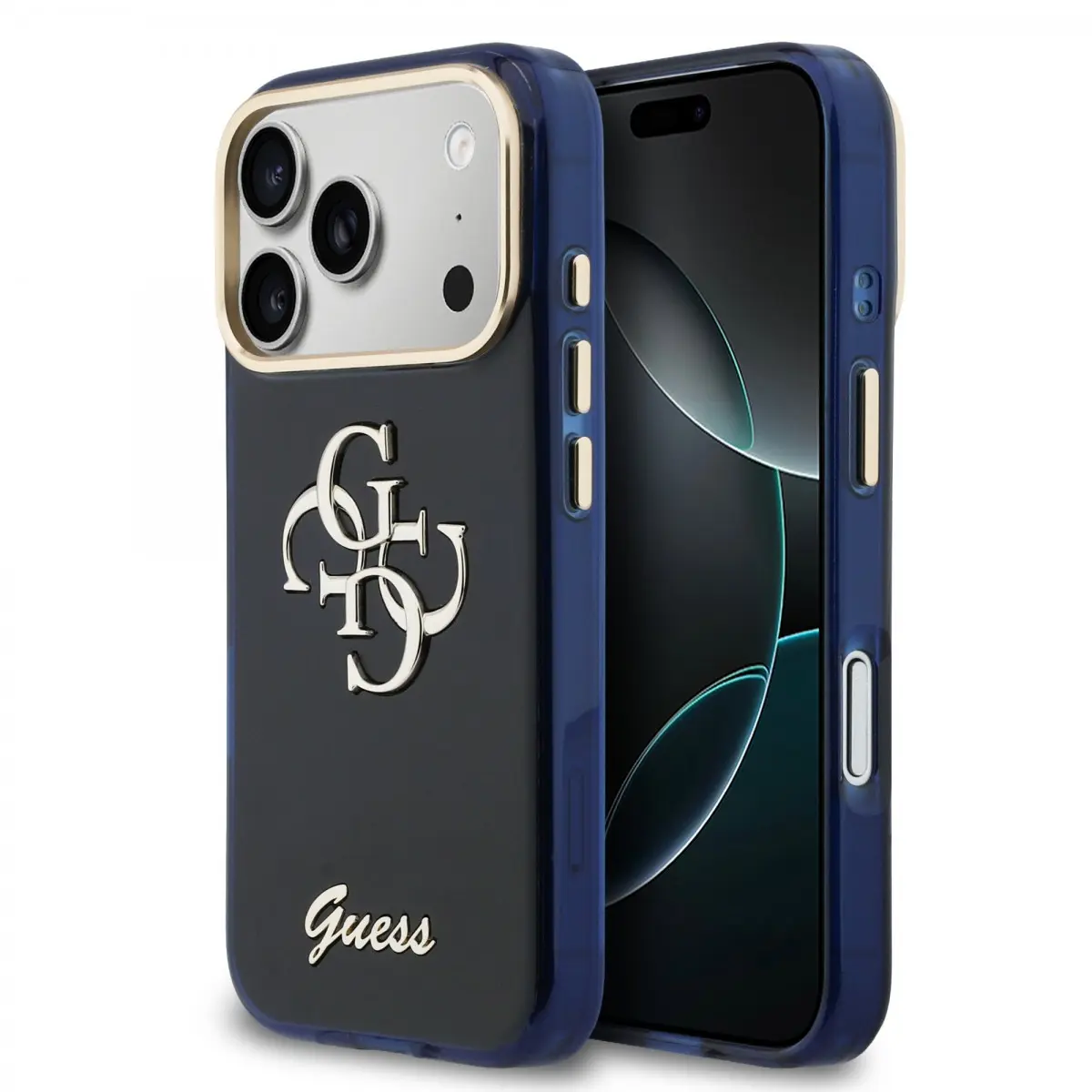 Zadní kryt Guess IML 4G Script Metal Logo pro iPhone 17 Pro Blue