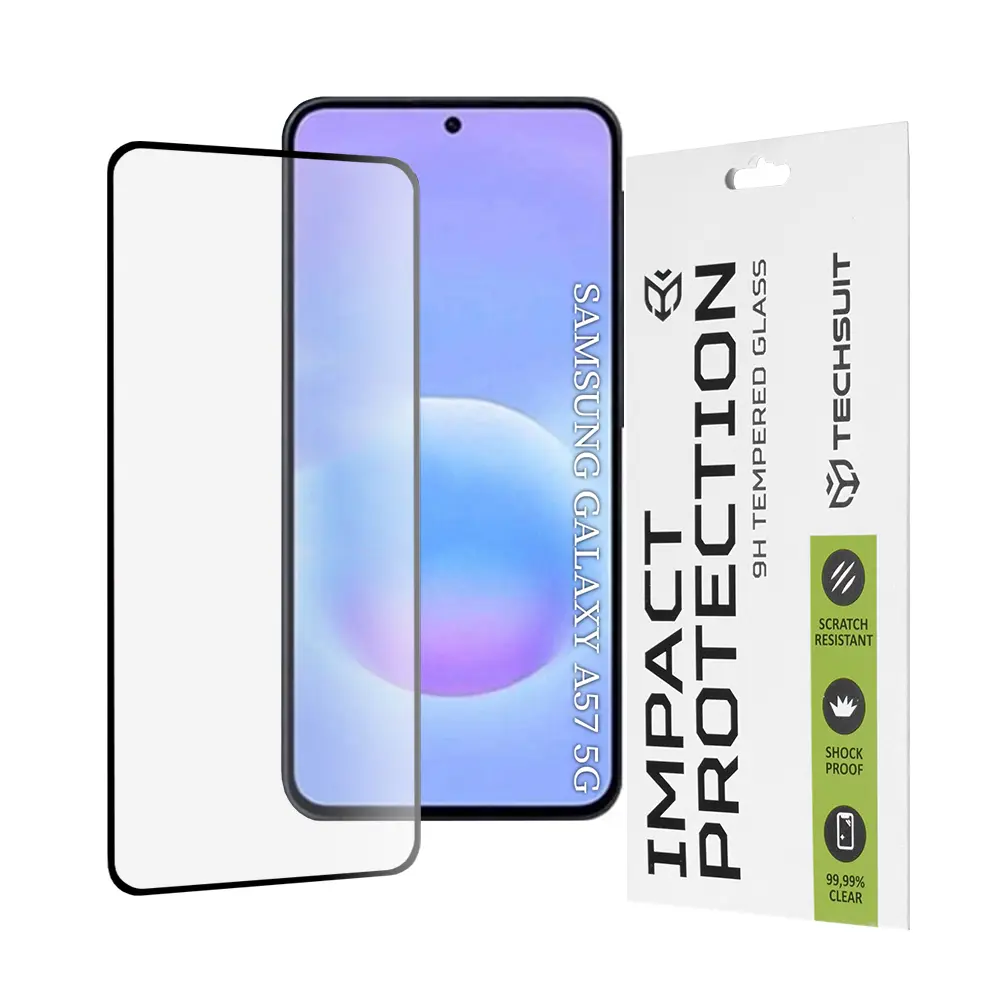 Techsuit - ochranné sklo 111D s plným krytím a lepením - Samsung Galaxy A57 5G - černá