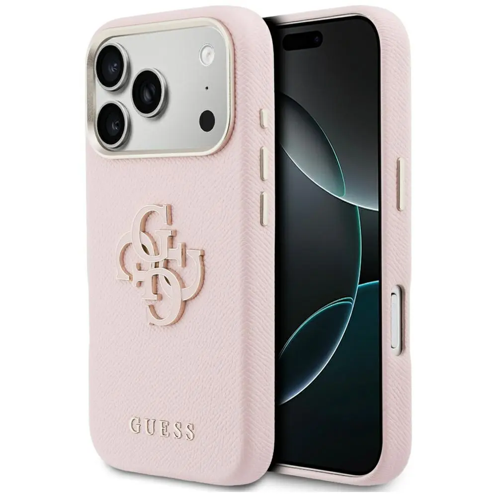Zadní kryt Guess PU Resin Logo pro iPhone 17 Pro růžový
