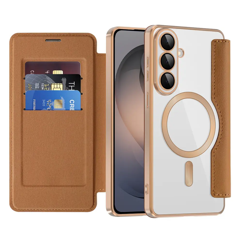 Techsuit - SmartMag knížkové pouzdro - Samsung Galaxy S26 - hnědá