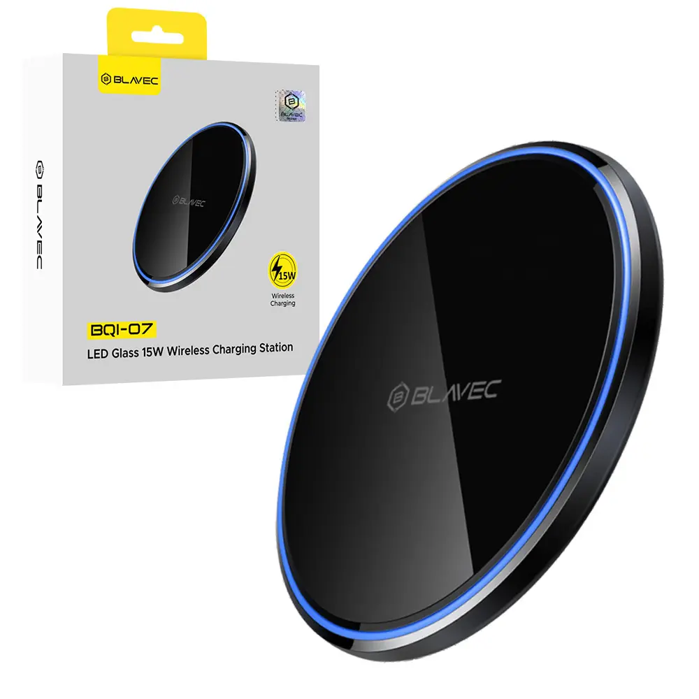 Bezdrátová nabíječka Blavec BQI-07 Qi 15W UniCharge (BQI07-QIB) black glass