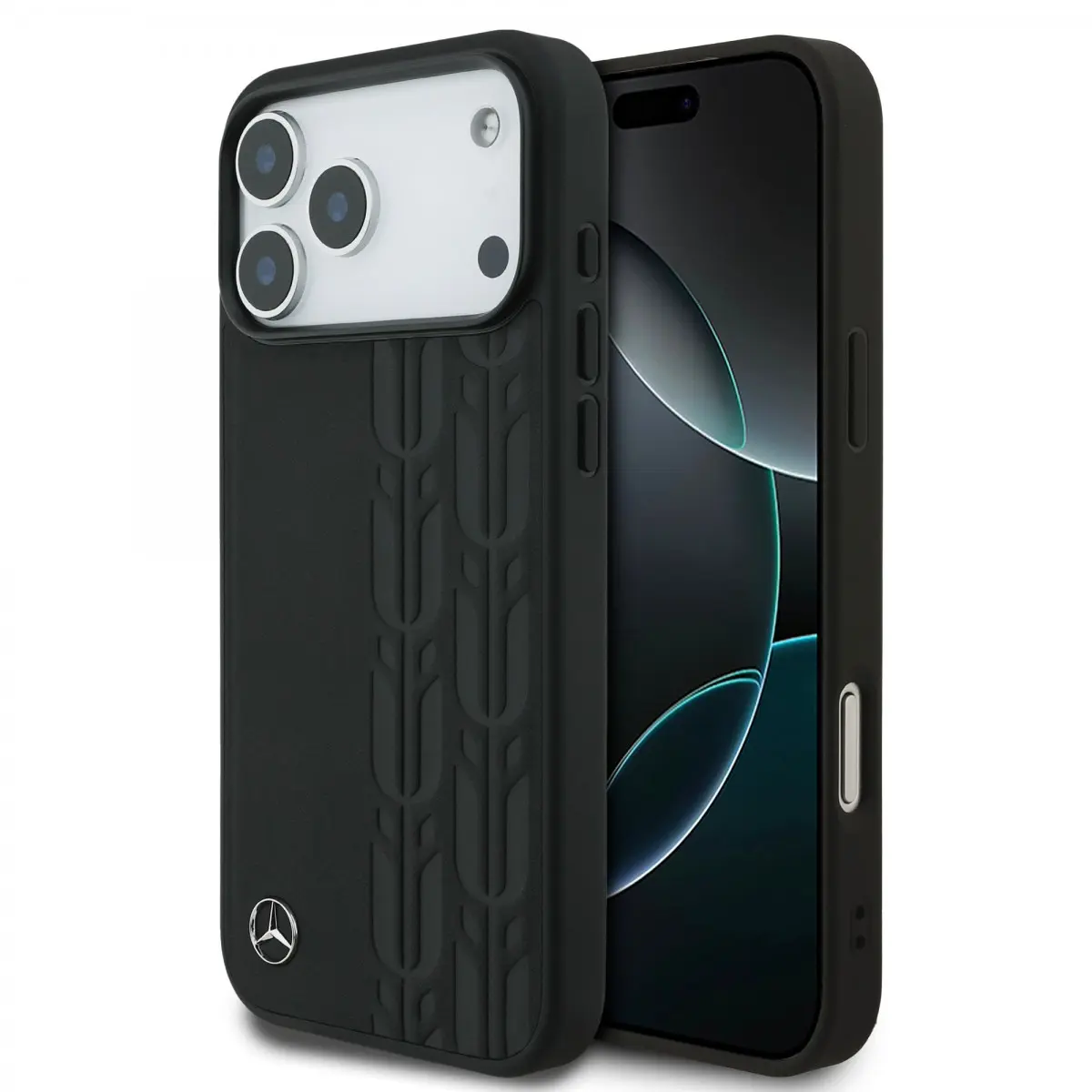 Zadní kryt Mercedes Leather Laurel Leaves MagSafe pro iPhone 17 Pro Max Black