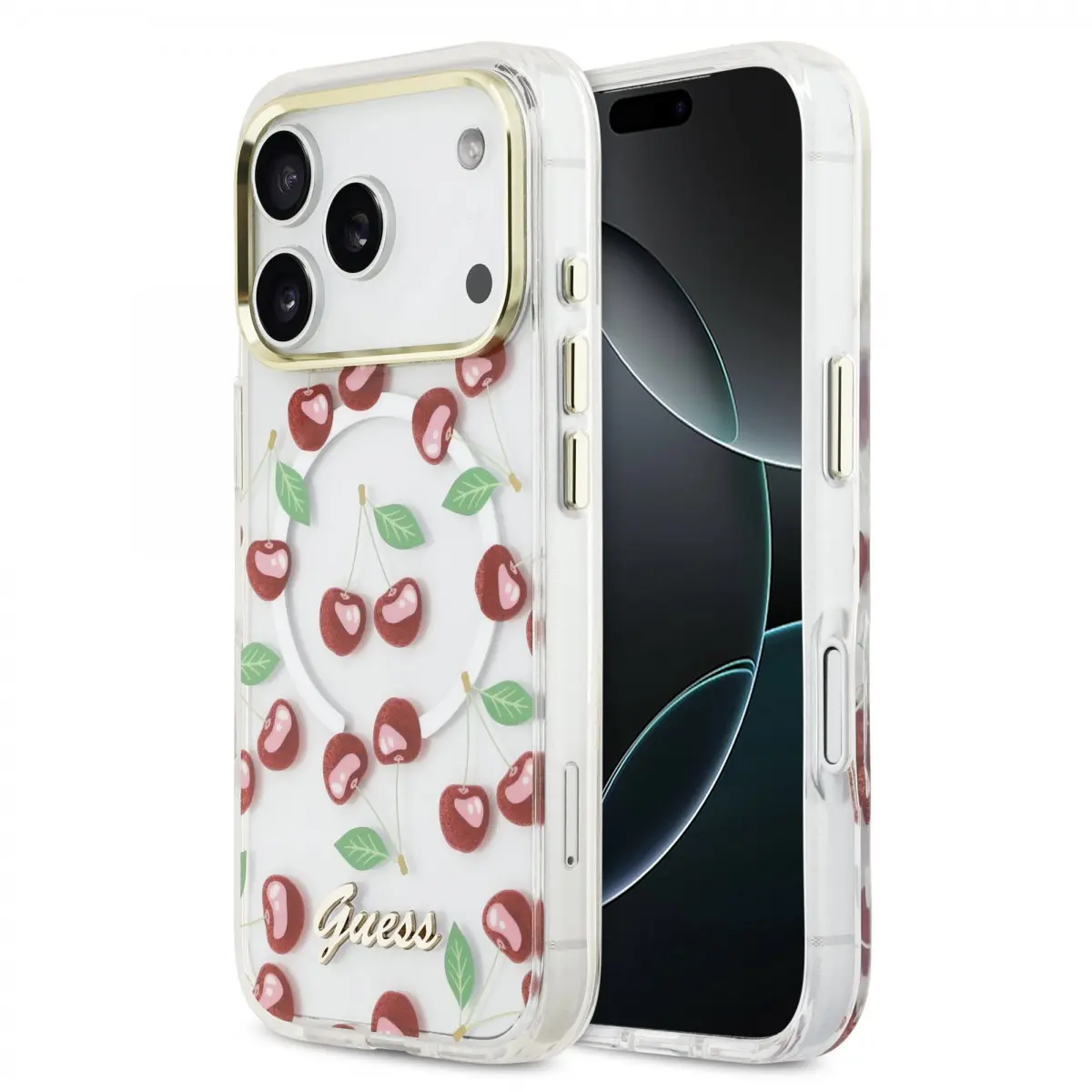 Zadní kryt Guess IML Glitter Cherry MagSafe pro iPhone 17 Pro