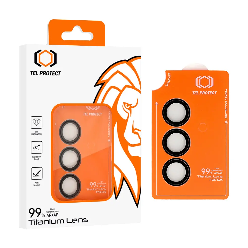 Tvrzené sklo Tel Protect Titanium Lens 99% AR na fotoaparát pro Samsung Galaxy S26 černé
