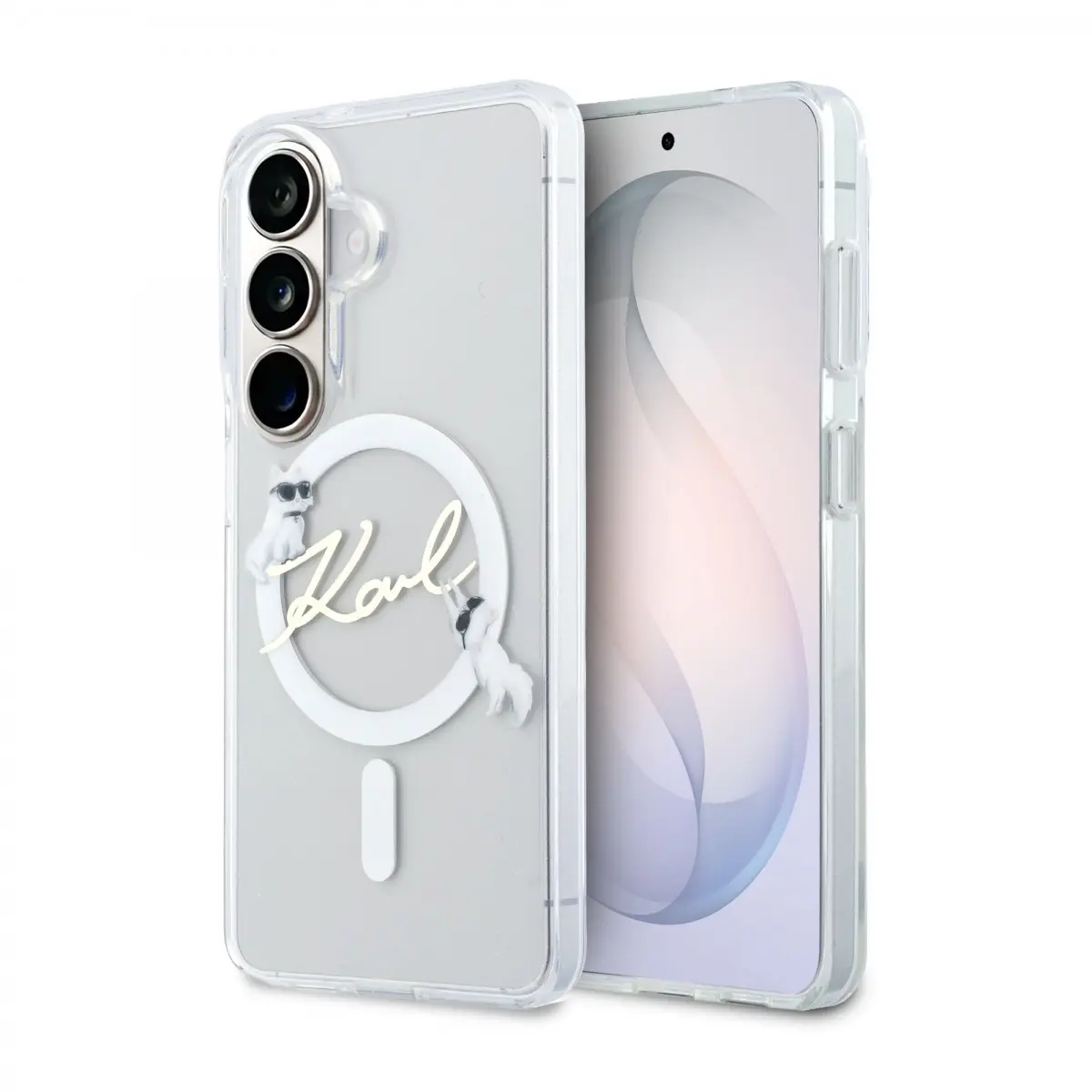 Zadní kryt Karl Lagerfeld IML Choupette Karl Script Logo Magnetic pro Samsung Galaxy S26 průhledný