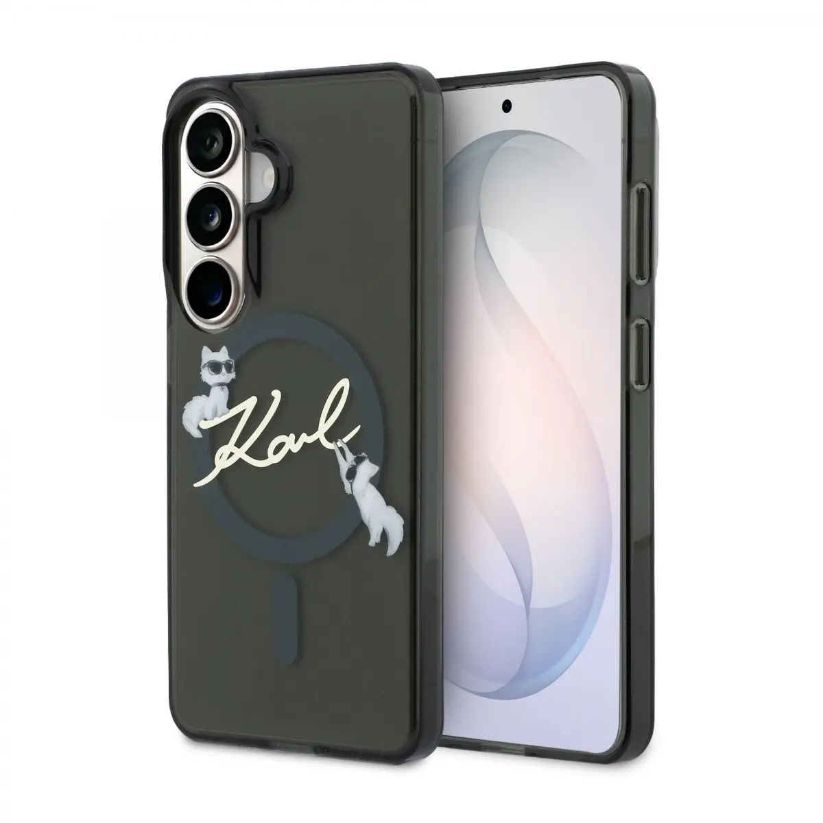 Zadní kryt Karl Lagerfeld IML Choupette Karl Script Logo Magnetic pro Samsung Galaxy S26 černý