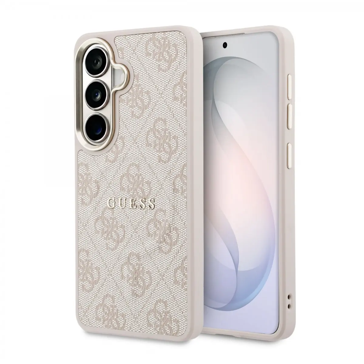 Zadní kryt Guess PU Leather 4G Gold Frame Magnetic pro Samsung Galaxy S26 růžový
