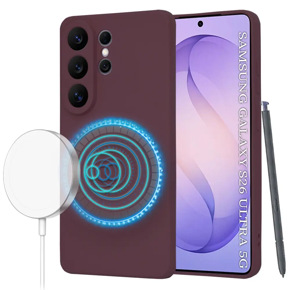 Techsuit - SoftFlex MagSafe silikonové pouzdro pro Samsung Galaxy S26 Ultra - švestkově-červené