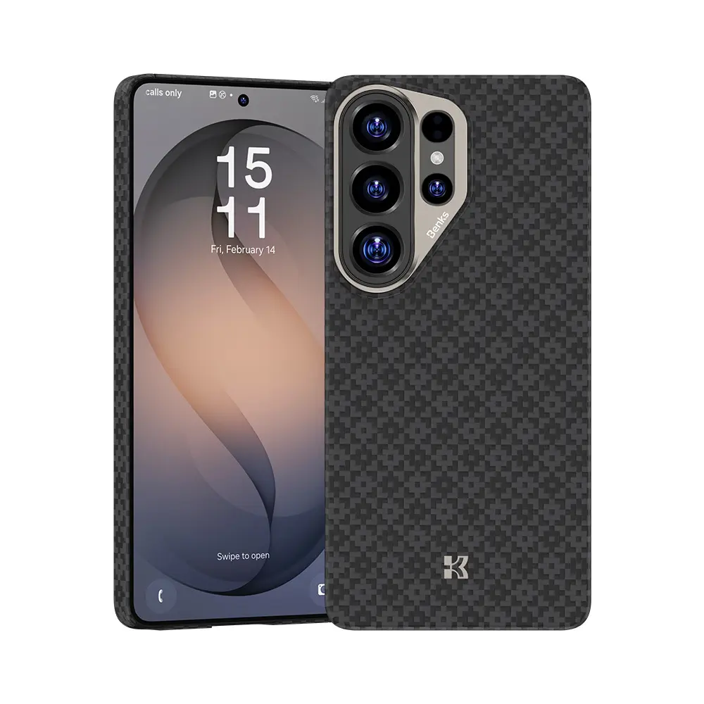 Magnetický kryt s kovovým rámečkem Benks Armor Air Grid Kevlar 600D pro Samsung Galaxy S26 Ultra - černý