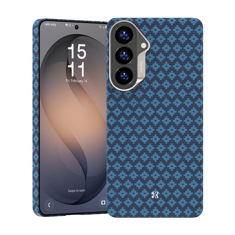 Magnetický kryt s kovovým rámečkem Benks Armor Air Grid Kevlar 600D pro Samsung Galaxy S26 Plus - modrý