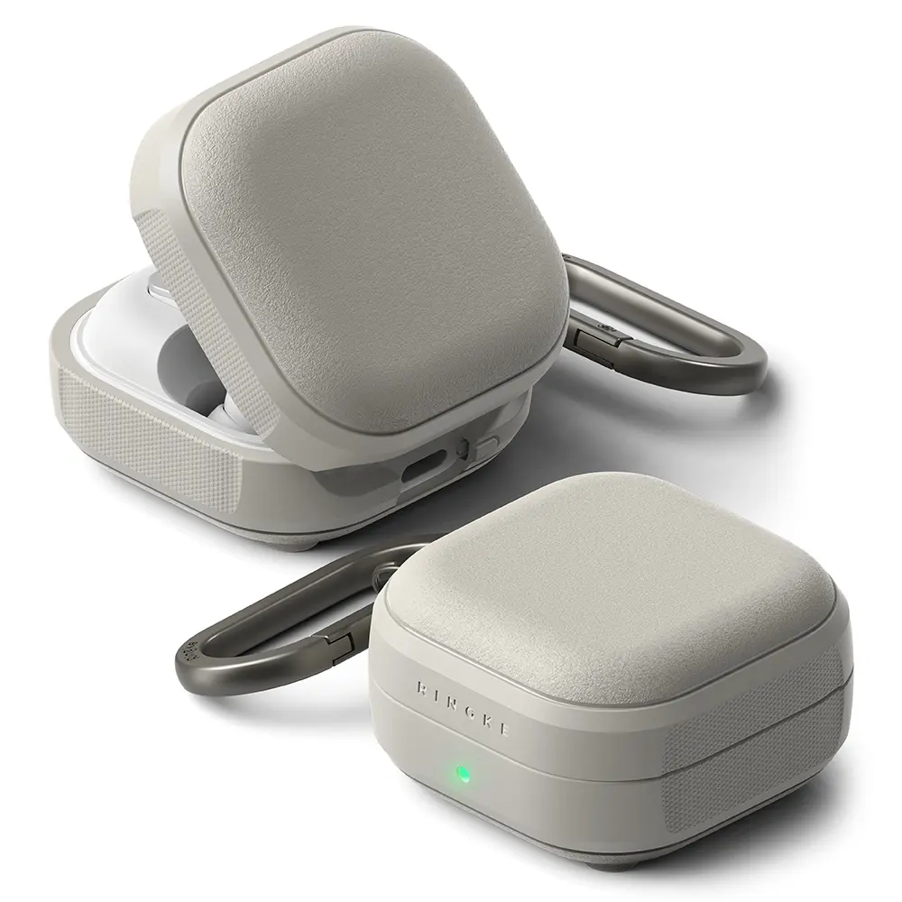 Ringke - Ochranné pouzdro Onyx Magnetic - pro Samsung Galaxy Buds 4 Pro, Protiskluzová textura, Otvor pro karabinu - Teplá šedá