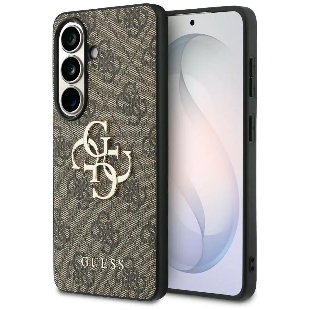Zadní kryt Guess PU 4G Metal Logo pro Samsung Galaxy S26 hnědý