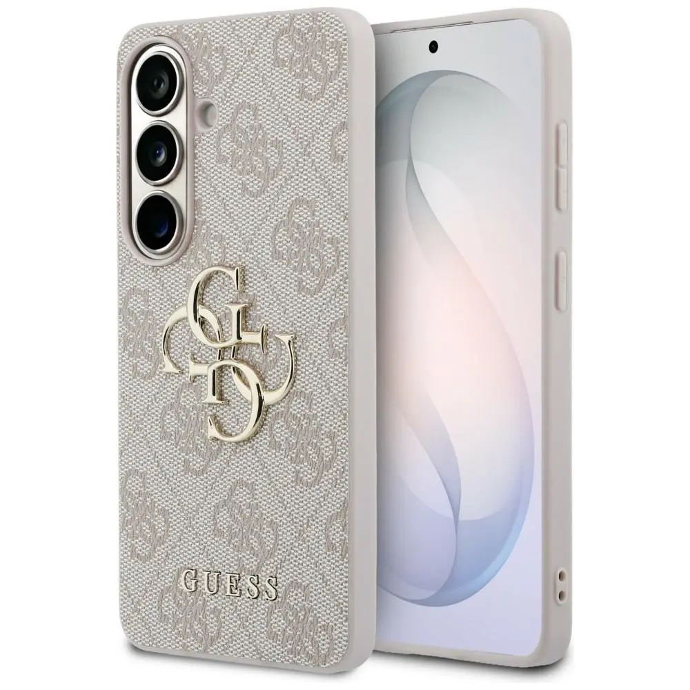 Zadní kryt Guess PU 4G Metal Logo pro Samsung Galaxy S26 růžový