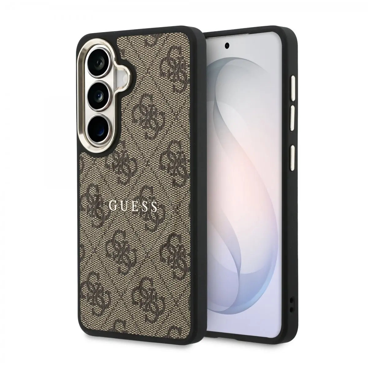 Zadní kryt Guess PU Leather 4G Gold Frame Magnetic pro Samsung Galaxy S26+ hnědý