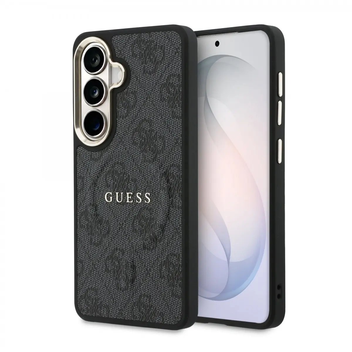 Zadní kryt Guess PU Leather 4G Gold Frame Magnetic pro Samsung Galaxy S26+ černý