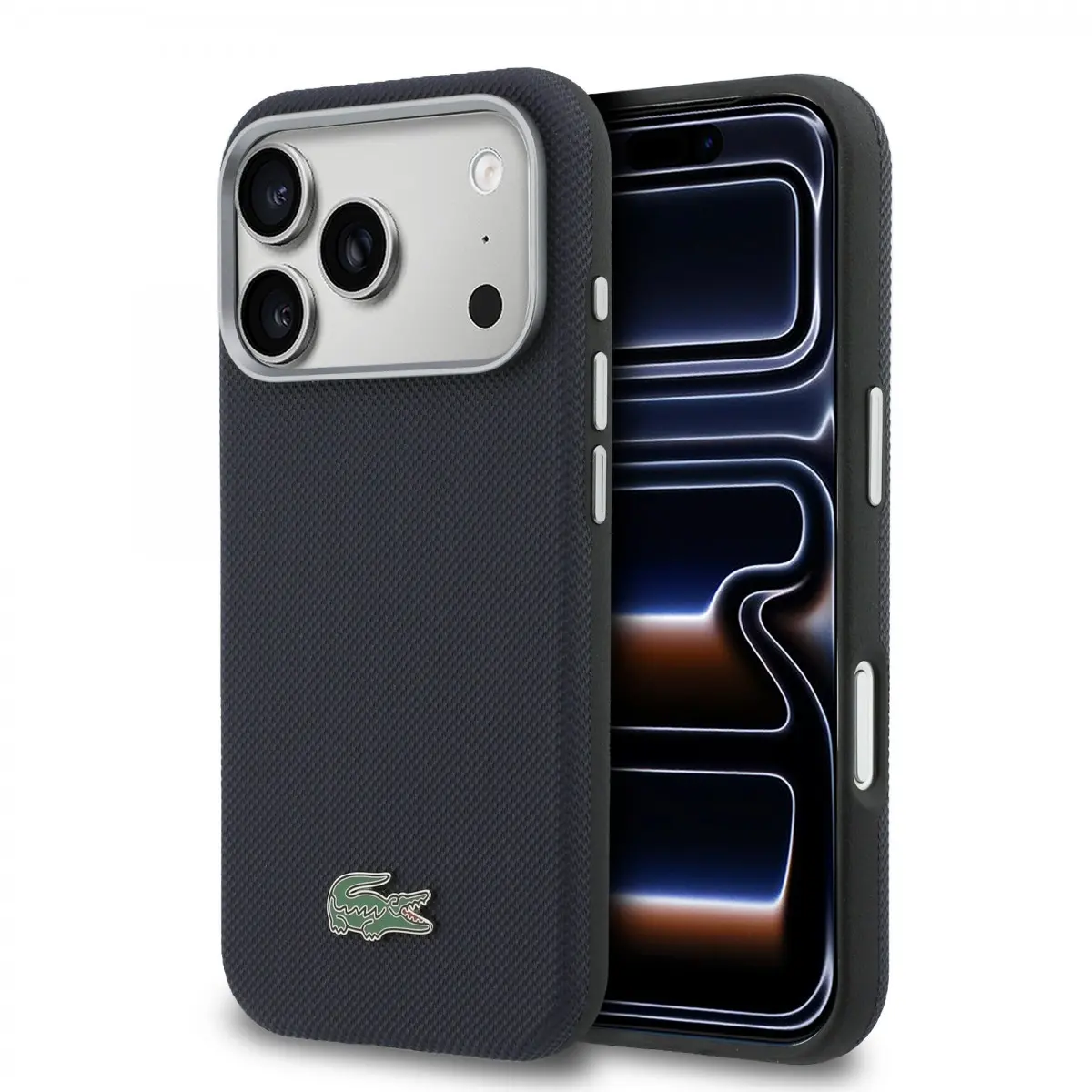 Zadní kryt Lacoste PVC Petit Pique Semi Wrap MagSafe pro iPhone 17 Pro Max Navy