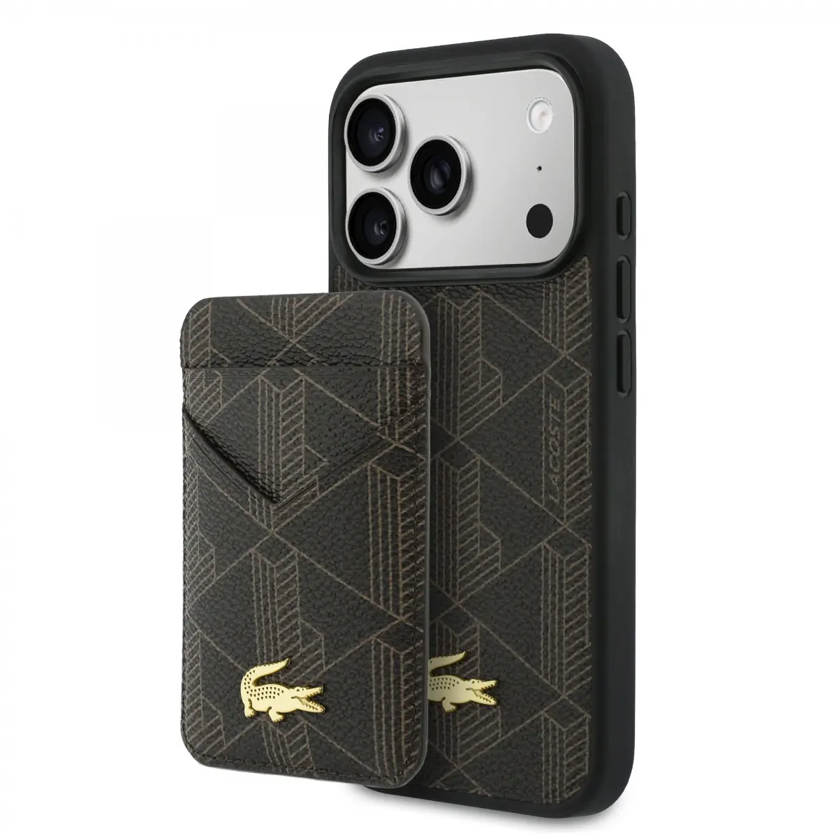 Zadní kryt Lacoste PVC Blend MagSafe + Peněženka pro iPhone 17 Pro Max hnědý