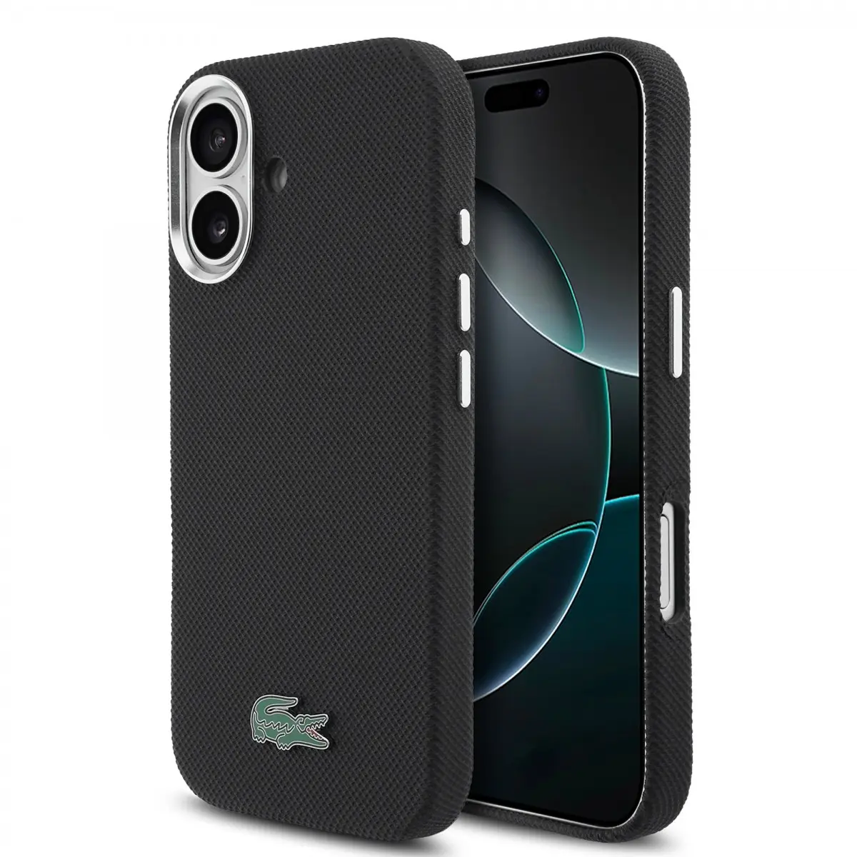 Zadní kryt Lacoste PVC Iconic Petit Pique Metal Logo MagSafe pro iPhone 16 černý