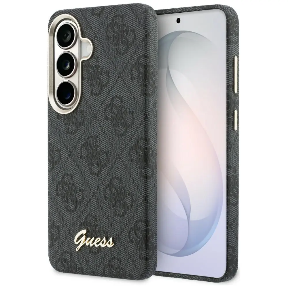 Zadní kryt Guess PU 4G Script Metal Logo Magnetic pro Samsung Galaxy S26 černý