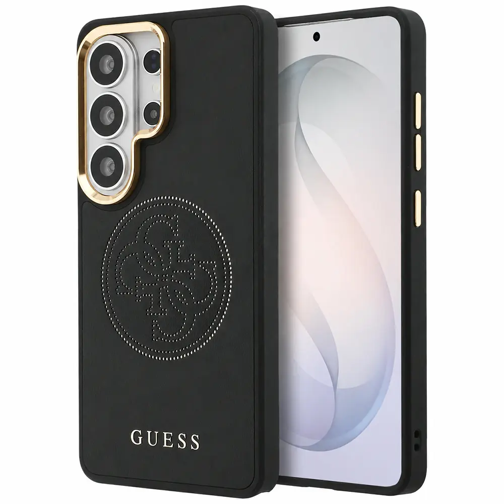 Zadní kryt Guess PU Perforated 4G Logo Magnetic pro Samsung Galaxy S26 Ultra černý