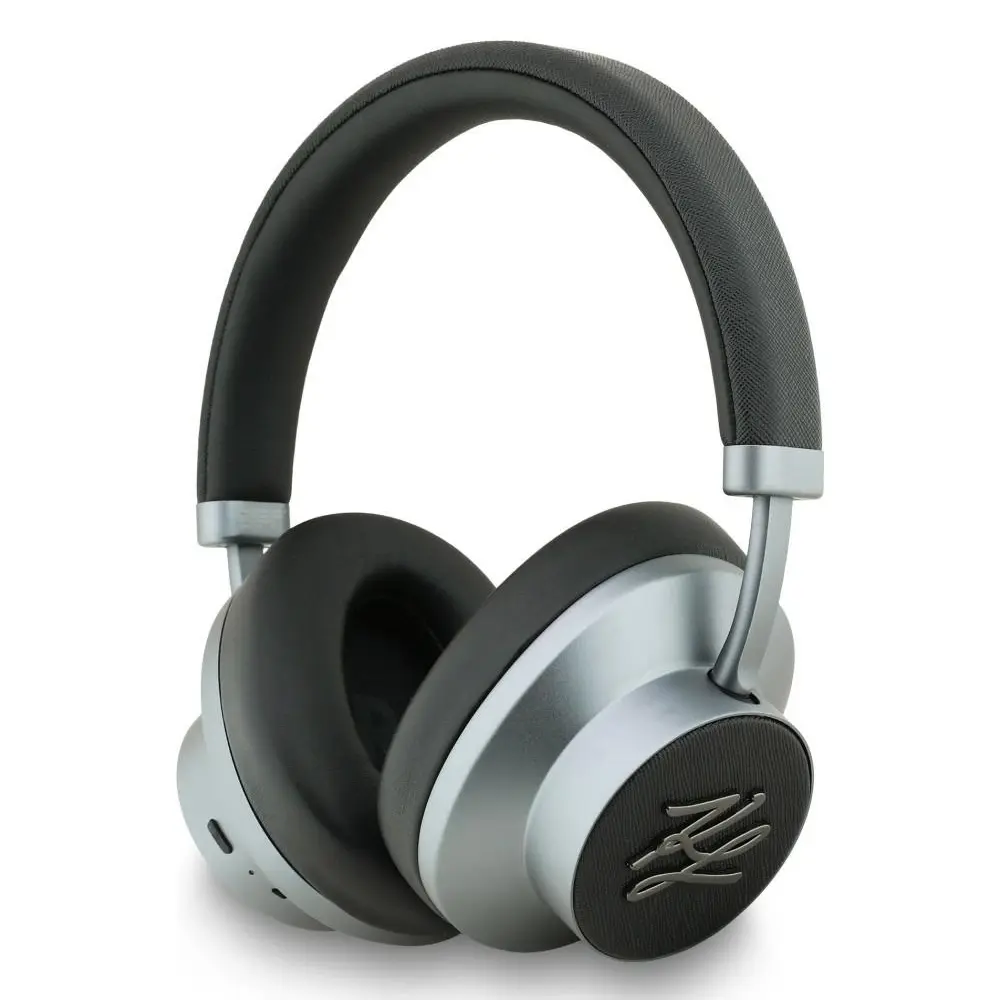 Karl Lagerfeld - Bezdrátová sluchátka Grained Initials (KLBHP73PSAKLSK) - Náhlavní, ANC, Bluetooth, Type-C - Černá