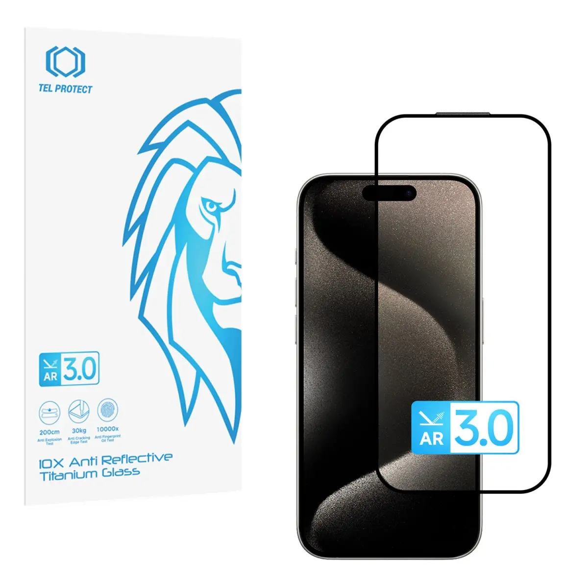 Ochranné tvrzené sklo Tel Protect 10X AR 3.0 AntiReflective Titanium pro iPhone 15 Pro Max