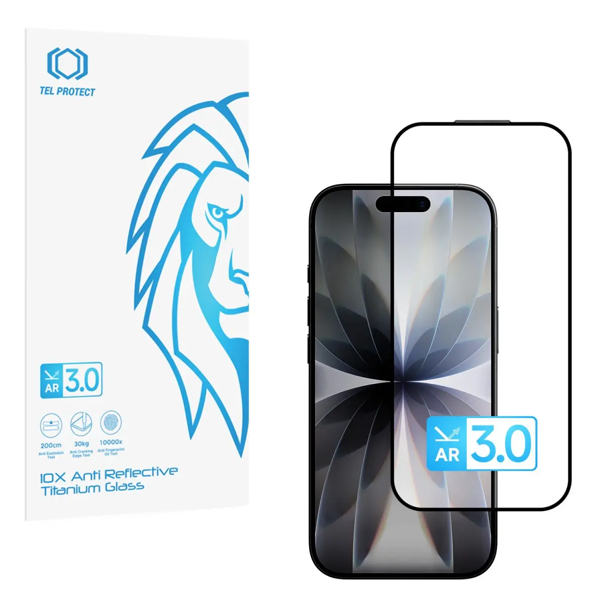Ochranné tvrzené sklo Tel Protect 10X AR 3.0 AntiReflective Titanium pro iPhone 16 Pro Max