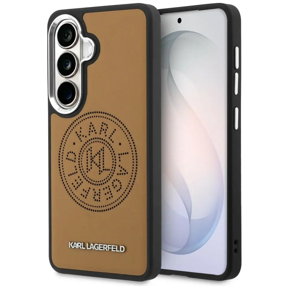 Kryt Karl Lagerfeld - Wrapped Leather with Karl Round Point Logo MagSafe (KLHMS26SPSKRPMW) - Samsung Galaxy S26 Hnědý
