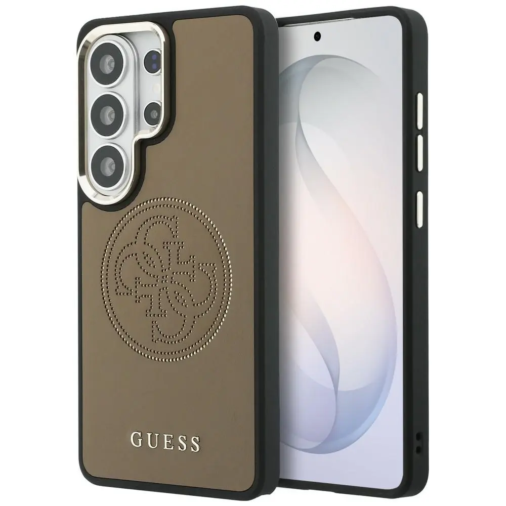 Zadní kryt Guess PU Perforated 4G Logo Magnetic pro Samsung Galaxy S26 Ultra hnědý