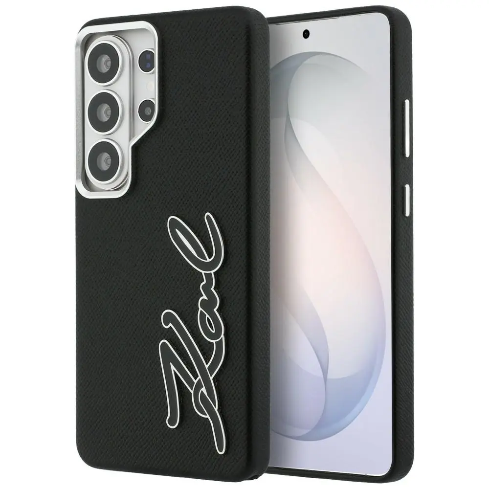 Kryt Karl Lagerfeld - Full Wrapped Grained Leather with Signature Resin Logo (KLHCS26LPGFKSRSK) - Samsung Galaxy S26 Ultra Černý