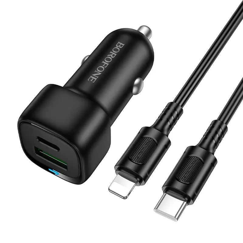 Autonabíječka Borofone BZ34B Cloud s kabelem Type-C na Lightning 38W černá